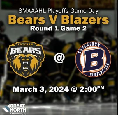 It's GAME DAY! The Bears are back in Saskatoon for game 2 against the Blazers at 2pm.
📺 Watch Live: bit.ly/3T3XY2i
📊 Live Scoring: bit.ly/3T3XY2i
#GoBearsGo 🐻 #BlazersHockey🔥