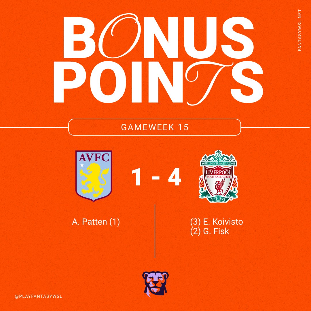 📣 Bonus Points are in... #AVLLIV #FantasyWSL