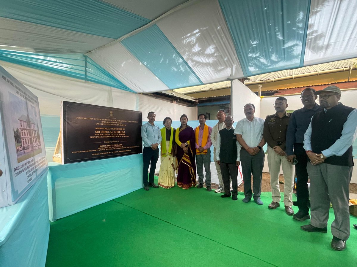 GorlosaNandita's tweet photo. While as an MLA during cabinet meeting held at Haflong HCM @himantabiswa had accepted the proposal of a New Science Block and today was a part of the Bhoomi Phoojan of this Almamateur with rest of the Teaching fraternity of Haflong Govt. College. https://t.co/YCkxWGoaof