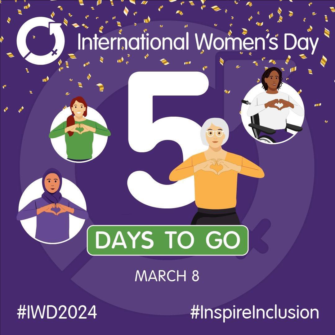 Only 5 days to go. Join us on Friday to celebrate #IWD24. 9.30am Drumchapel St. Andrew’s for the march or 10.30am a Drumchapel Community Centre for the free event #InspireInclusion <a href="/3DDrumchapel/">3D Drumchapel</a>