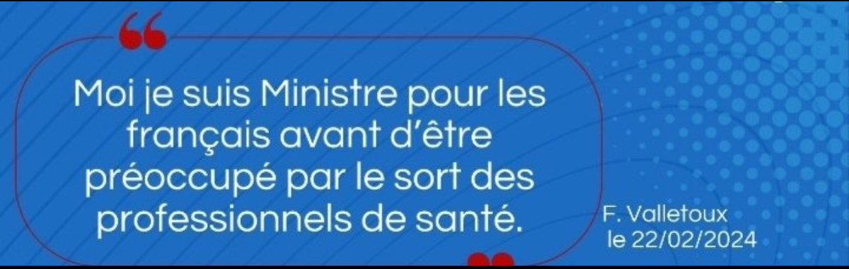 Idelencolere's tweet photo. @fredvalletoux…
Quel est le sens de cette phrase en fait ?
Nous aussi, nous sommes plus préoccupés par le sort des français que par le notre. 
Par contre, comment comptez-vous vous y prendre pour les soigner sans nous ? Par quel miracle ? 

Appelez-nous, comme ça vous nous expliquerez ce miracle. 
#jesuiscilec