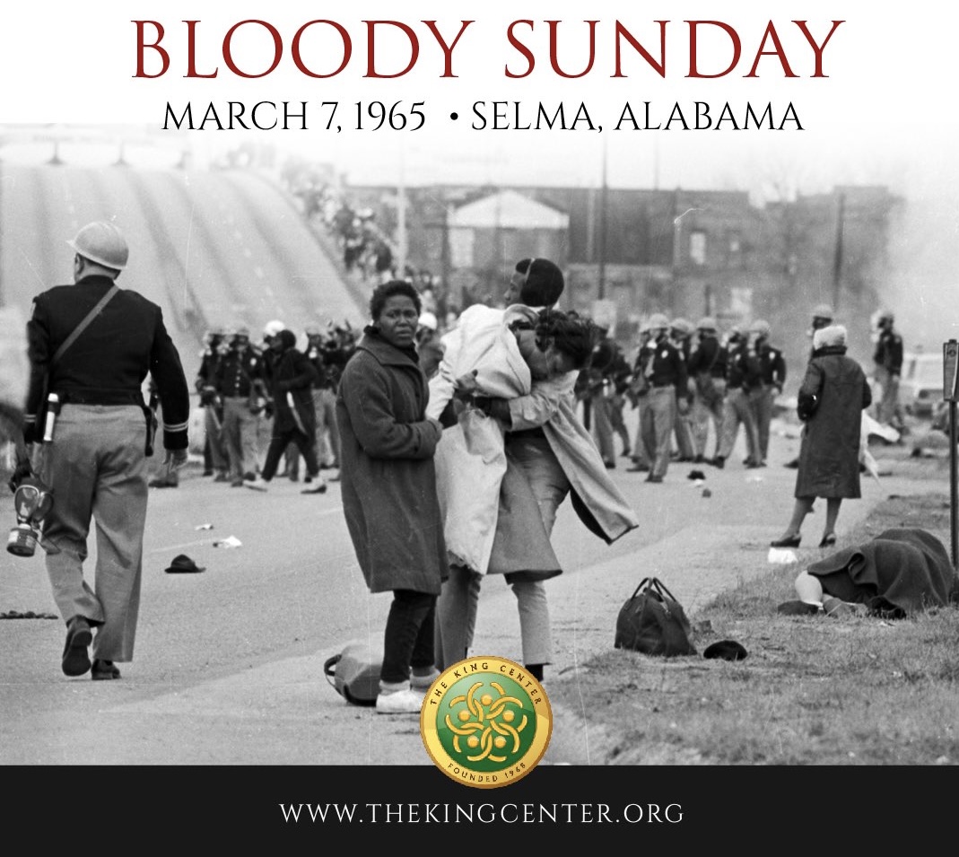 #TheKingCenter remembers #BloodySunday, commemorated on this first Sunday in March. We remember what the nonviolent foot soldiers were sacrificing for then…and what we must fight for now: protection of #votingrights, a strengthened democracy, and a just, humane society. #Selma