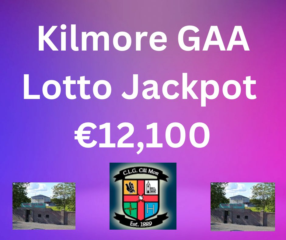 Our lotto jackpot is €12,100 ! What a prize! Draw takes place this Sunday night in Brackens, Hillstreet at 9pm. Get your tickets today here lottoraiser.ie/Kilmore/ Or buy via our club app member.clubspot.app/club/kilmore-g…