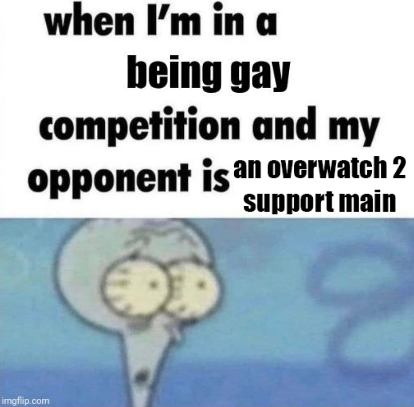 NyanSpam's tweet photo. overwatch 2 supports are all gay, trans, non binary, or all of the above https://t.co/wu6mSEoxap