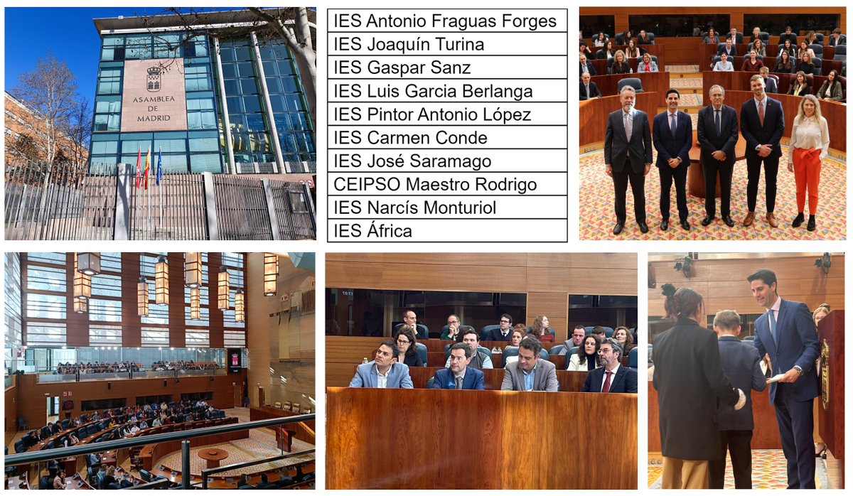 Enhorabuena a todos los centros participantes en la XVIII edición Global Classroom <a href="/educacmadrid/">Educación▪️Comunidad de Madrid</a> y felicidades a las 10 delegaciones ganadoras en la <a href="/asambleamadrid/">Asamblea de Madrid</a>. 160 centros han participado con sus alumnos de 3º de ESO. #IF_CMadrid <a href="/EVicianaDuro/">Emilio Viciana</a>
<a href="/eossoriocrespo/">Enrique Ossorio</a> <a href="/Nachetemartin/">Nacho Martín Blasco</a>