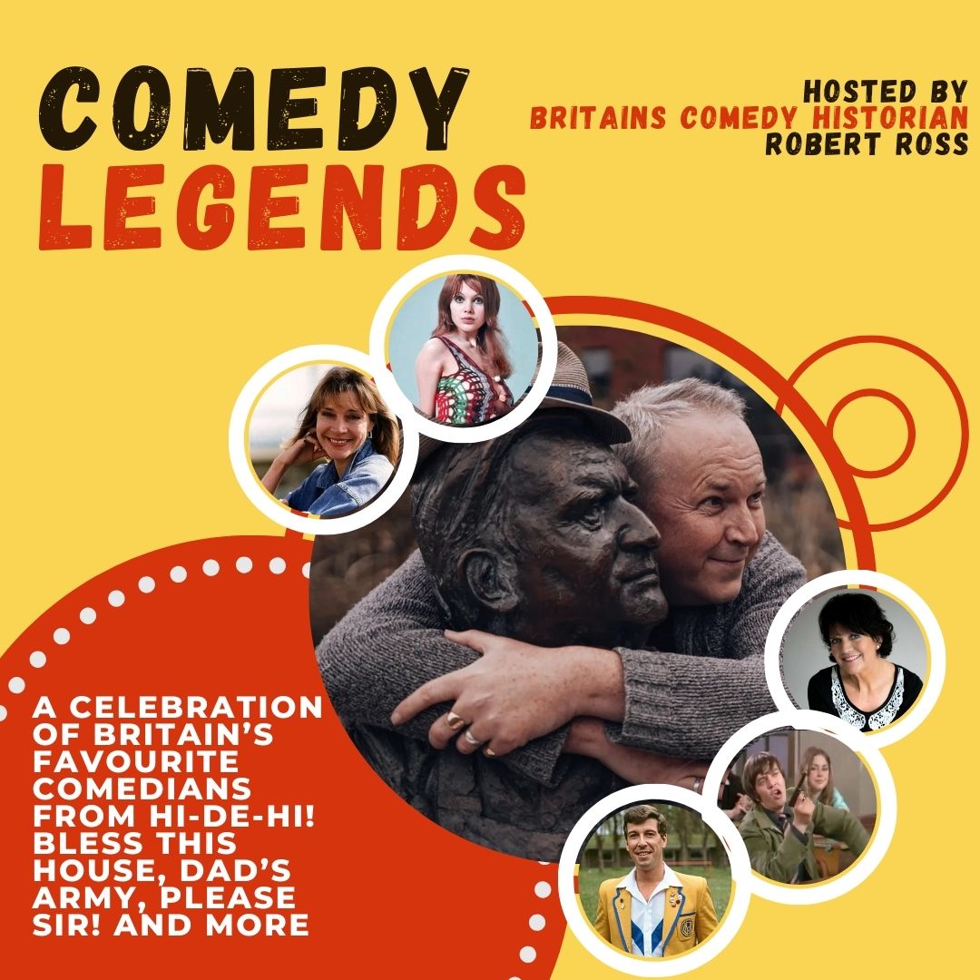 ❗ Comedy Legends – Sat 8 Jun – on sale now Britain’s comedy historian Robert Ross is proud to present a celebration of our best-loved television and film comedy with some classic comedy stars! 📍 Norman Bragg Studio 🎟️ atgtix.co/3If7kDt