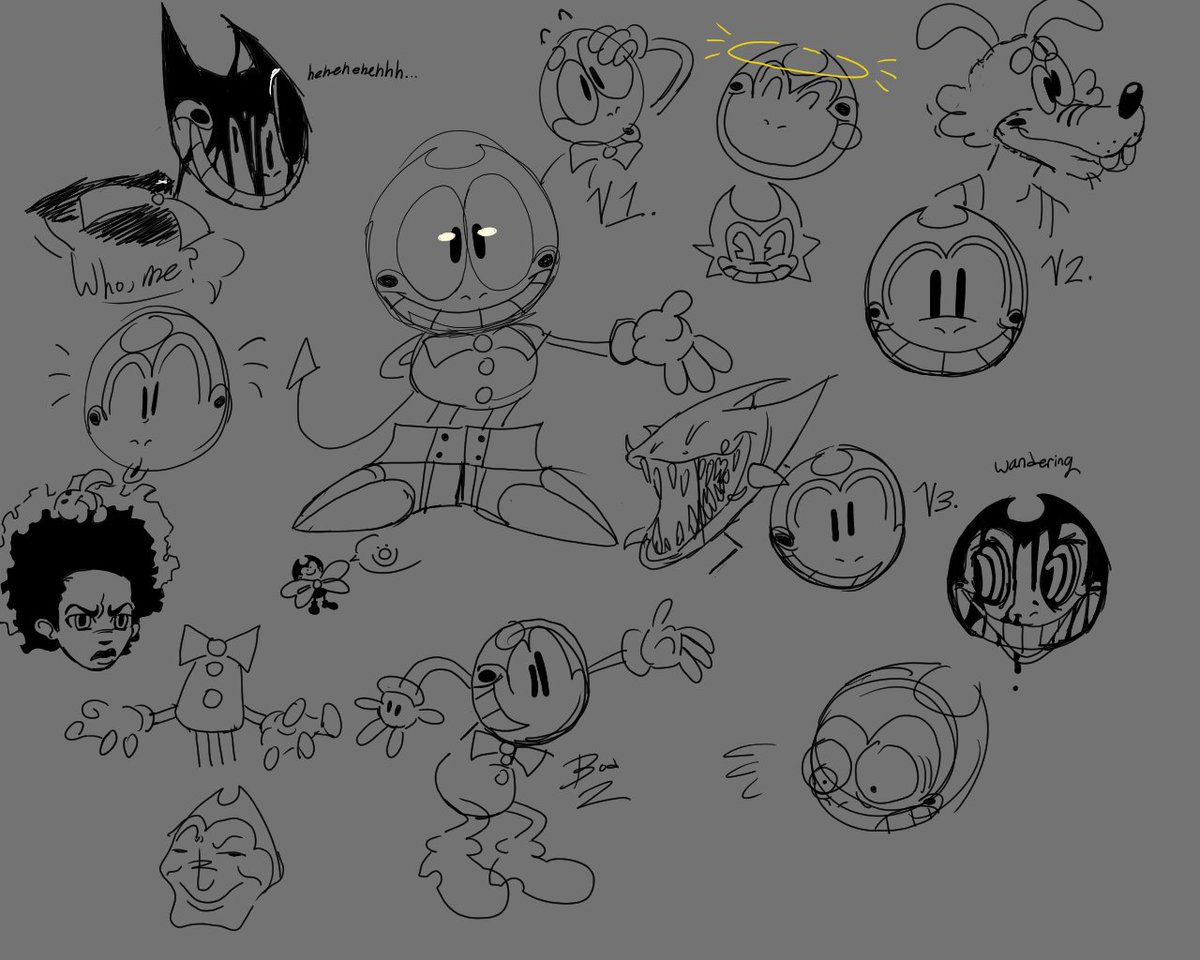 #batim doodles (+ huey freeman for some reason) #theboondocks #Bendy_and_the_ink_machine #Bendy