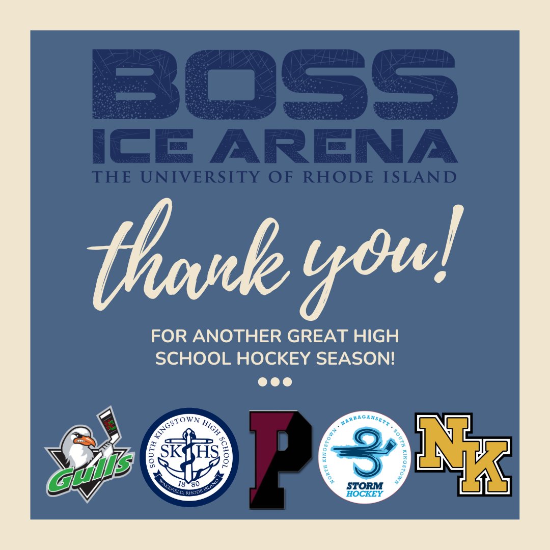 As always, it's been so much fun! Thank you to the players, parents, students, faculty, and staff from all of the schools who helped to make the Boss Ice Arena the best home ice in all of Rhode Island! See you all next season!