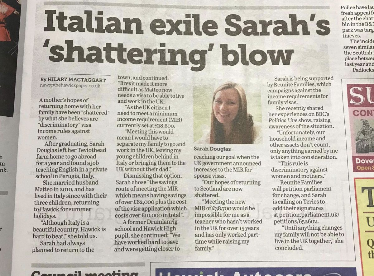 You complain about ‘brain drain’ yet I have a degree from St Andrews Uni, PGCE from Durham Uni and can’t live in Scotland because I married an Italian and Tories thinks that means I’d be a burden on society 🤷‍♀️