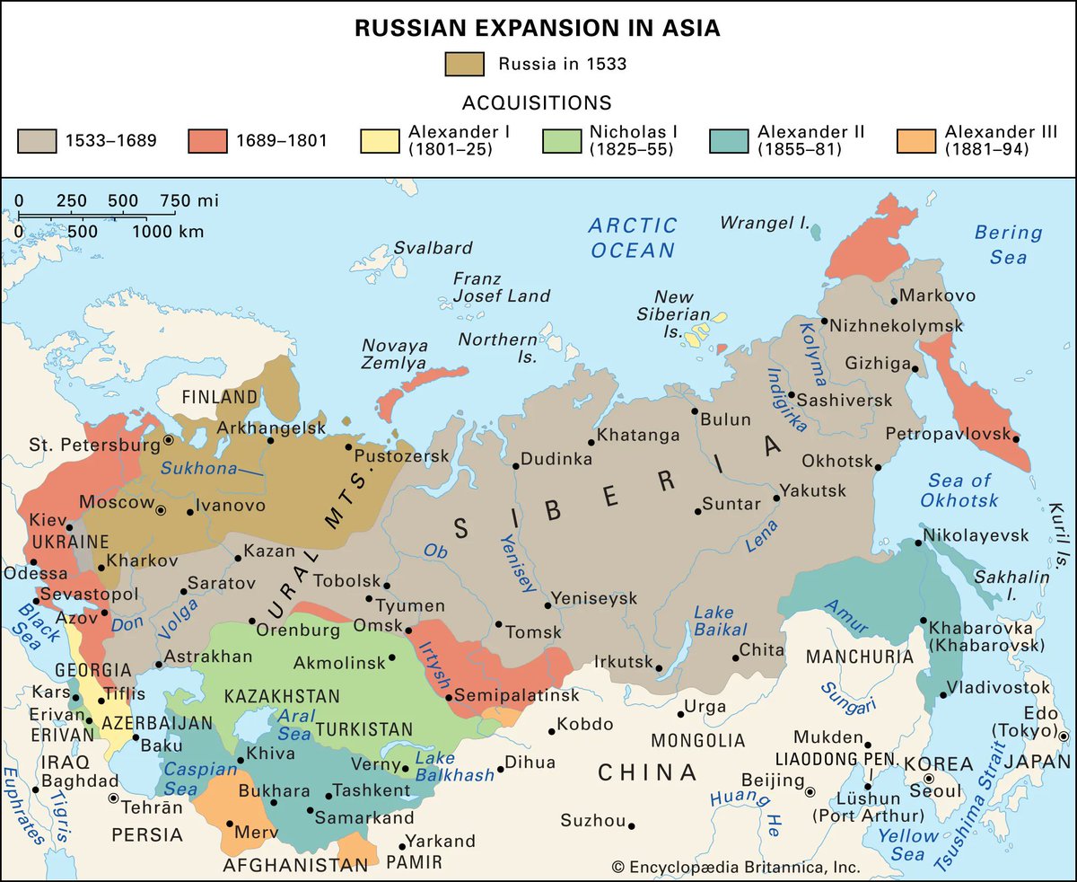 It's always worth remembering that the Russian 'Federation' is a product of colonialism But unlike the Western European empires who had to give up their American colonies in the 19th century and African/Asian in the 20th, Russia did not Only some of the empire was lost in 1991