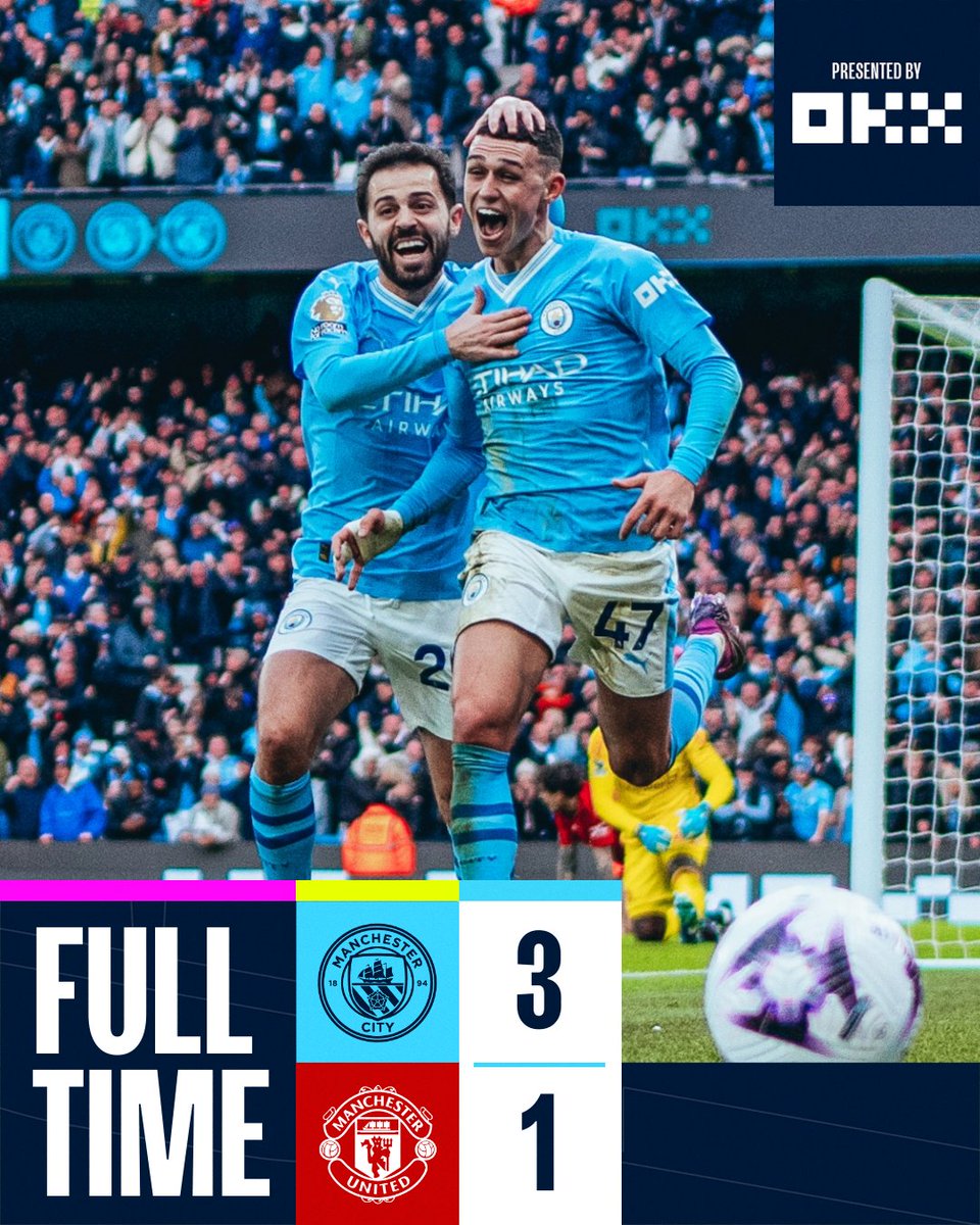 FULL-TIME | MANCHESTER IS BLUE! 🩵 🩵 3-1 🔴 #ManCity | @okx