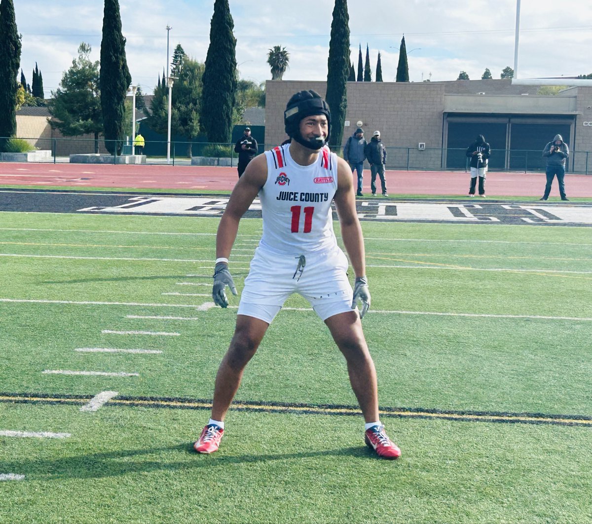 Orange Lutheran (Calif) ‘26 LB Talanoa Ili looks noticeably bigger and quicker than a year ago, 6-3, 220 and can run