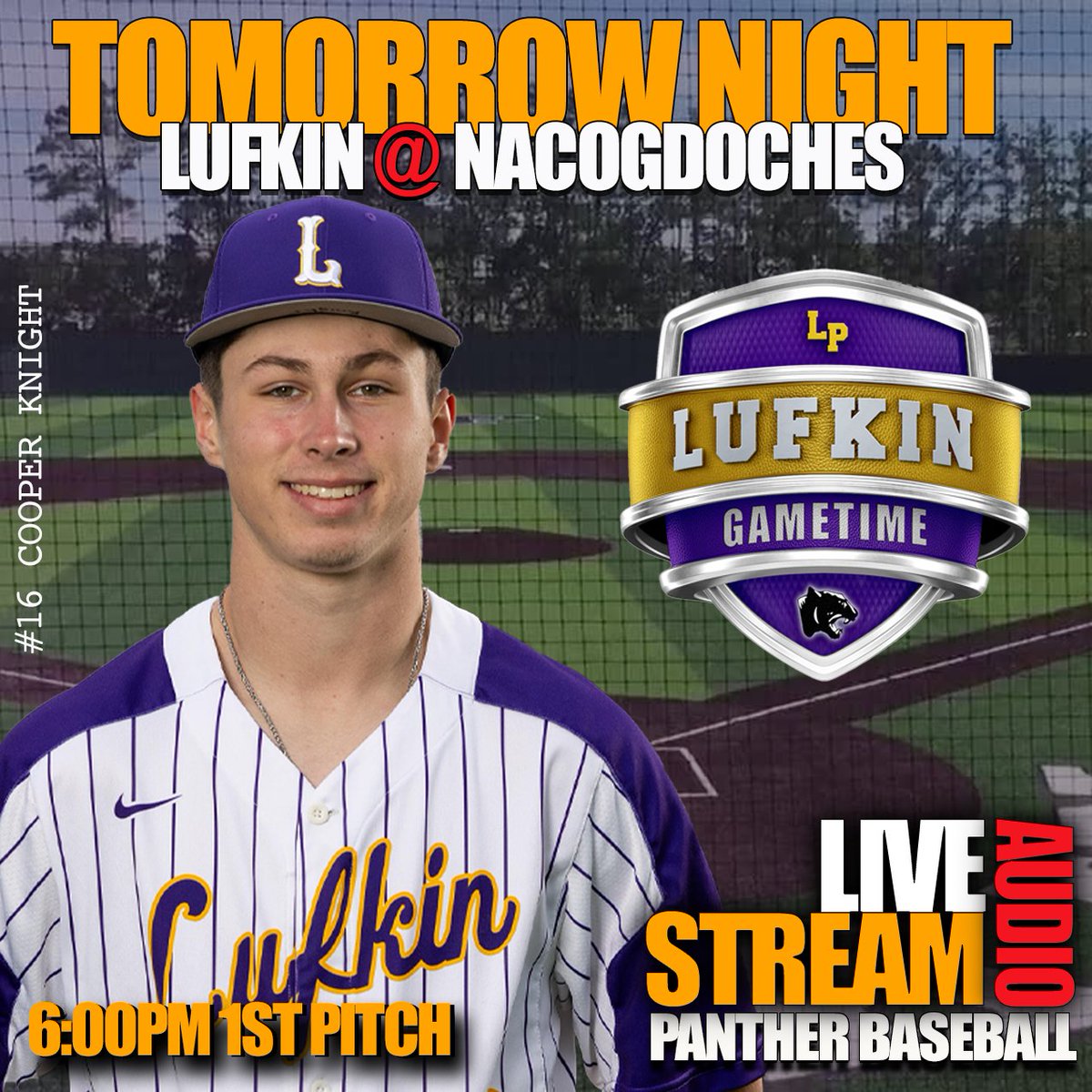 The Pack open District 16-5A play on the road against Nacogdoches tomorrow night (Mar. 5th).  If you can't make the drive to Nac, listen to all the action LIVE on the Lufkin Gametime App or lufkingametime.com
⚾️ First pitch 6:00pm
🎧 lufkingametime.mixlr.com/events/3216537
<a href="/lufkinbaseball1/">Lufkin Baseball</a>