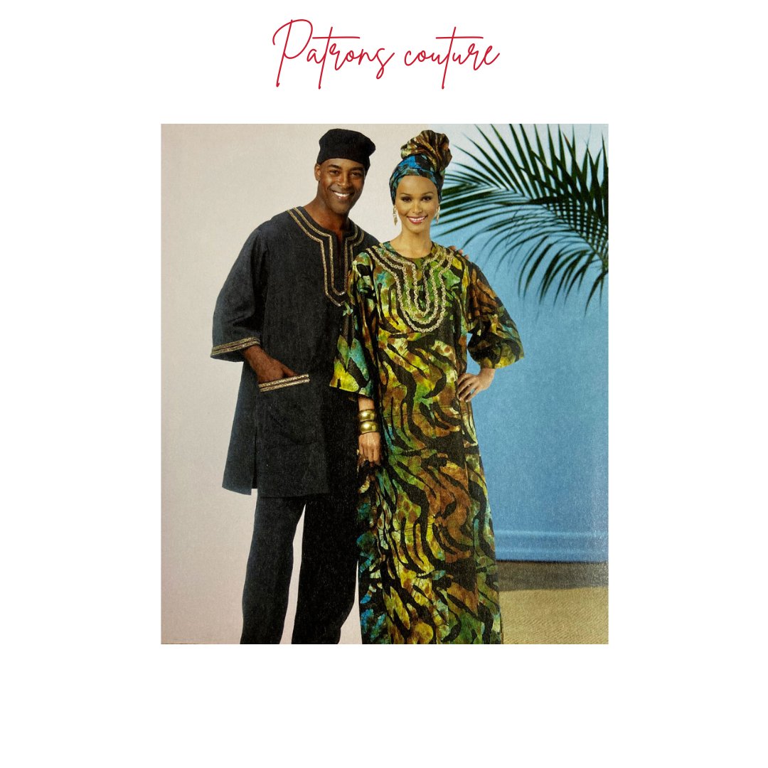 Jaspe Couture Mercerie en ligne on X Patron couture Butterick. Tenue africaine tres jolie facile a faire. Le vetement traditionnel africain le boubou est porte par les hommes comme par les femmes