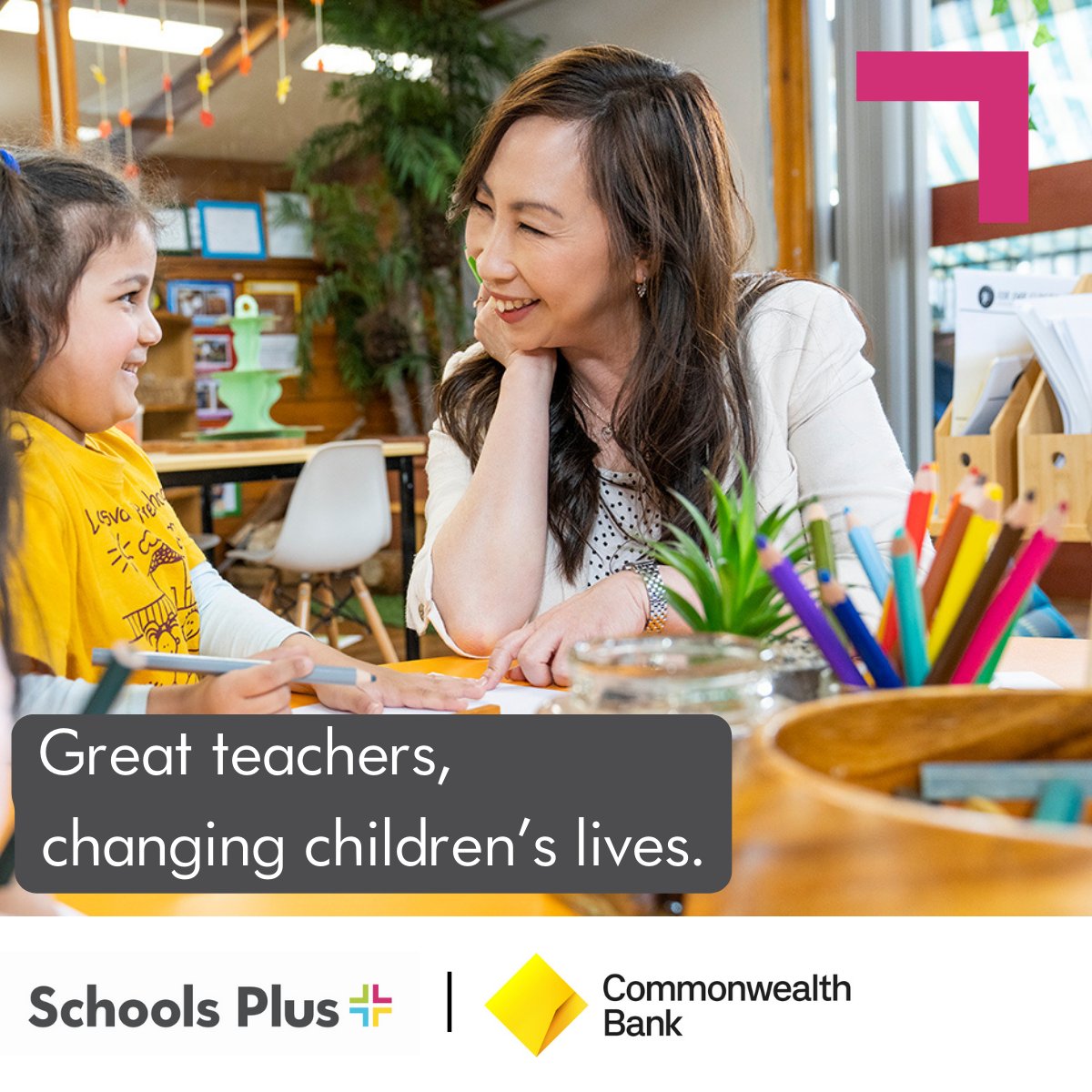 Great teachers change children’s lives ✨ @CommBankTeaching Awards. Nominate an outstanding teacher to receive a $40,000 Fellowship or $10,000 Early Career Teacher Scholarship, supported by @salesforce Visit schoolsplus.org.au/awards/
