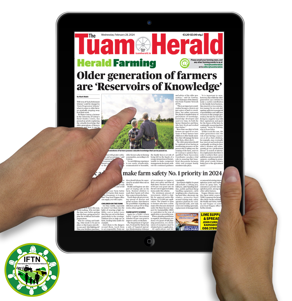 We are pleased to announce that a synopsis of an article on the IFTN website about the older generation's centrality in the farming community has been featured by Journalist <a href="/MarkWalsh89/">Mark Walsh</a> in this week's edition of <a href="/TuamHerald/">Tuam Herald</a>, one of Ireland's oldest newspapers founded in 1837🇺🇸🇮🇪