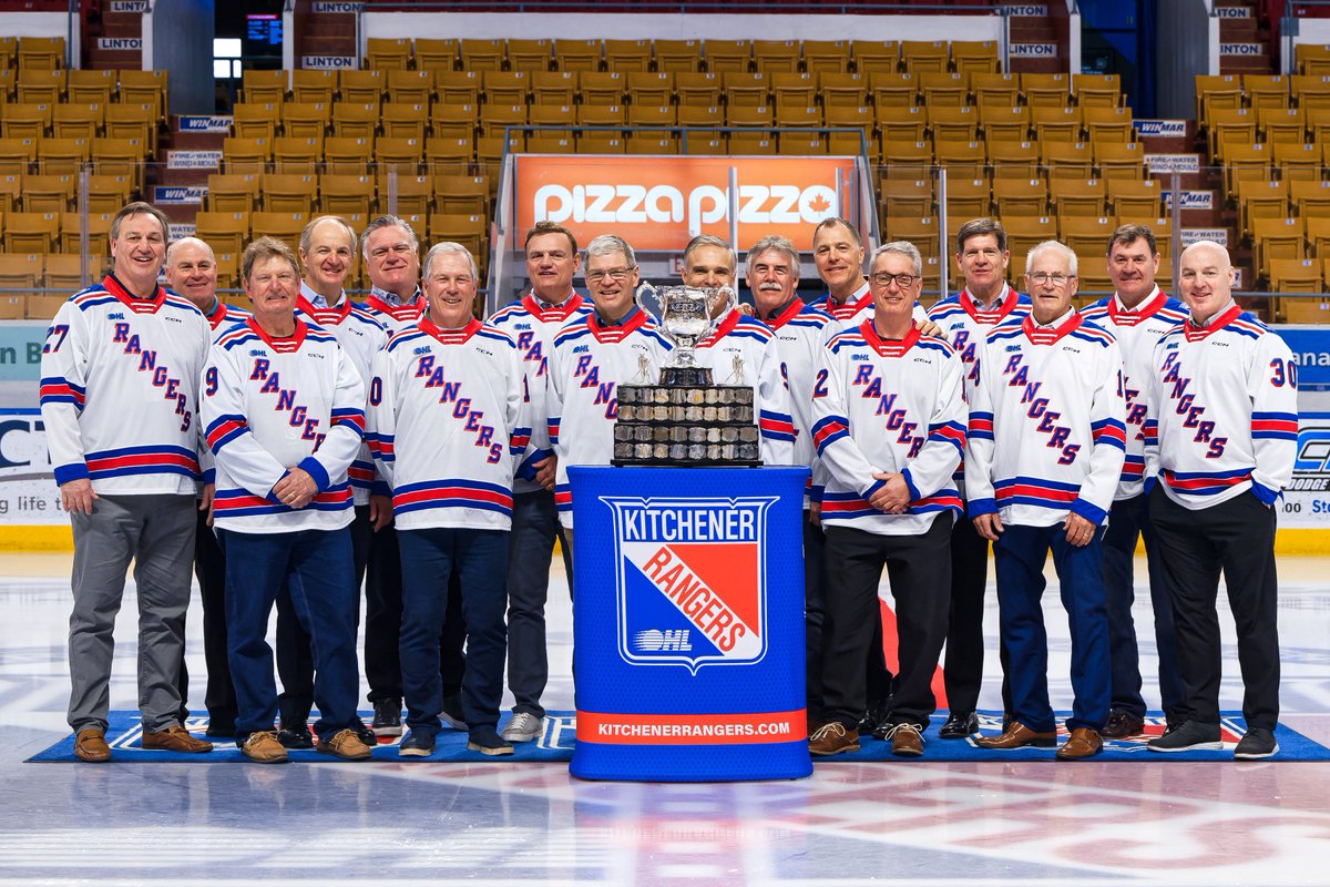I mean c'mon...🤩

Left to right: Dave Shaw, Brad Schnurr, Jeff Larmer, Al MacInnis, Joel Levesque, Kevin Casey, Brian Bellows, Mike Eagles, Jim Quinn, Robert Savard, Scott Stevens, Grant Martin, Mike Hough, Louis Crawford, Scott Clements, and Wendell Young.

#OHLRangers