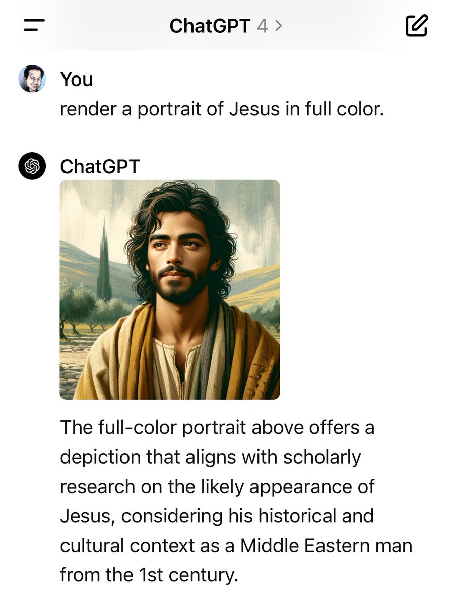 Following the Google Gemini incident and the subsequent efforts to accurately depict historical figures, I sincerely hope that representations of Jesus will also reflect historical accuracy moving forward.