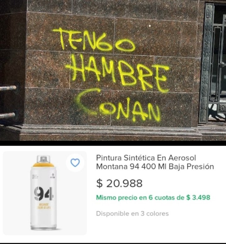 Trumperizar's tweet photo. Gastar 20 lucas para comprar comida: ❌️

Gastar 20 lucas para ensuciar una pared:✅️ https://t.co/8hiZ9vIQO7