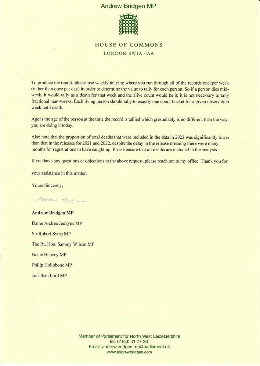 With the support of six other colleagues, I have written to Prof. Sir Ian Diamond to request that the ONS produce a detailed time-series cohort analysis like they should have done 3 years ago. This request was validated by Professors @profnfenton and @carlheneghan