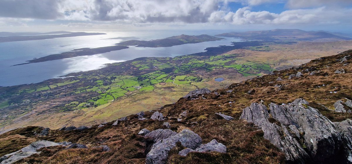 Looking towards Bere Island and Castletownbere from the top of Hungry Hill today.