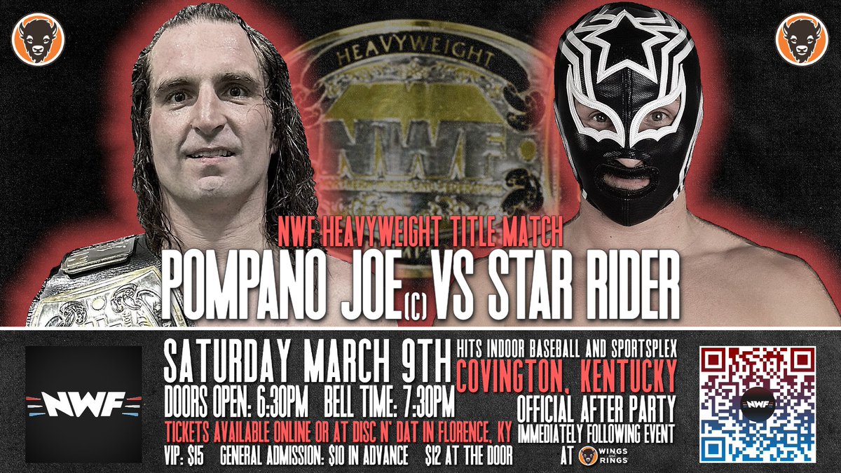 🚨 NEW TITLE MATCH SIGNED FOR THIS SATURDAY AT HITS! 🚨

After defeating <a href="/_NoahGabriel/">Noah Gabriel</a> last night, a new challenger for <a href="/pompanojoe/">Pompano Joe</a>'s NWF Championship appears as <a href="/RiderOfTheStars/">Star Rider</a> steps up to "Everyone's Homie!"

🎟: nwfwrestling.com/events or at <a href="/discndat/">discndat</a>

🚪: 6:30 p
🔔: 7:30 p