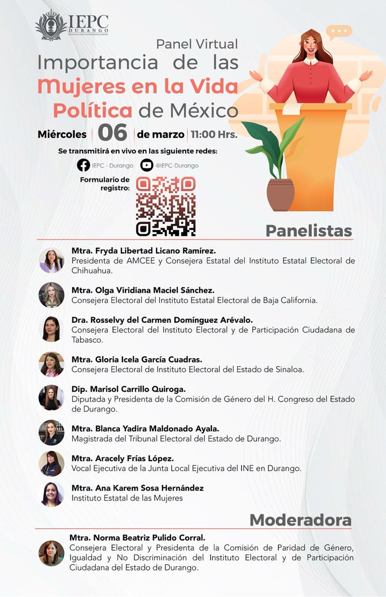 IEPCTabasco's tweet photo. A invitación del Instituto Electoral y de Participación Ciudadana del Estado de Durango #IEPCDurango, la Consejera Electoral del Instituto Electoral y de Participación Ciudadana de Tabasco #IEPCTabasco, Dra. Rosselvy del Carmen Domínguez Arévalo participará este miércoles https://t.co/5u4Bqjoy2i