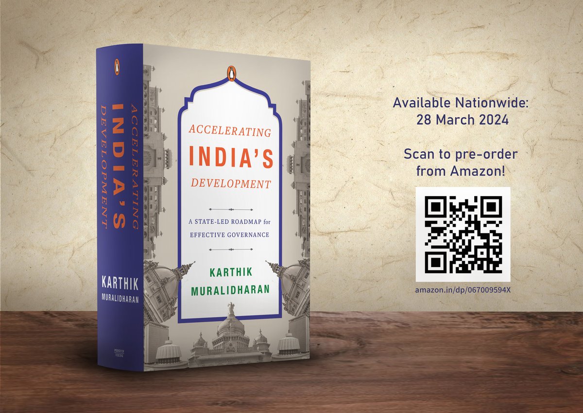 Delighted to share that my book: 'Accelerating India's Development' will release on 28 March 2024. Pre-order at: amazon.in/dp/067009594X It has been a labour of love over nearly 5 years, and synthesizes over 20 years of work. I hope you enjoy it!