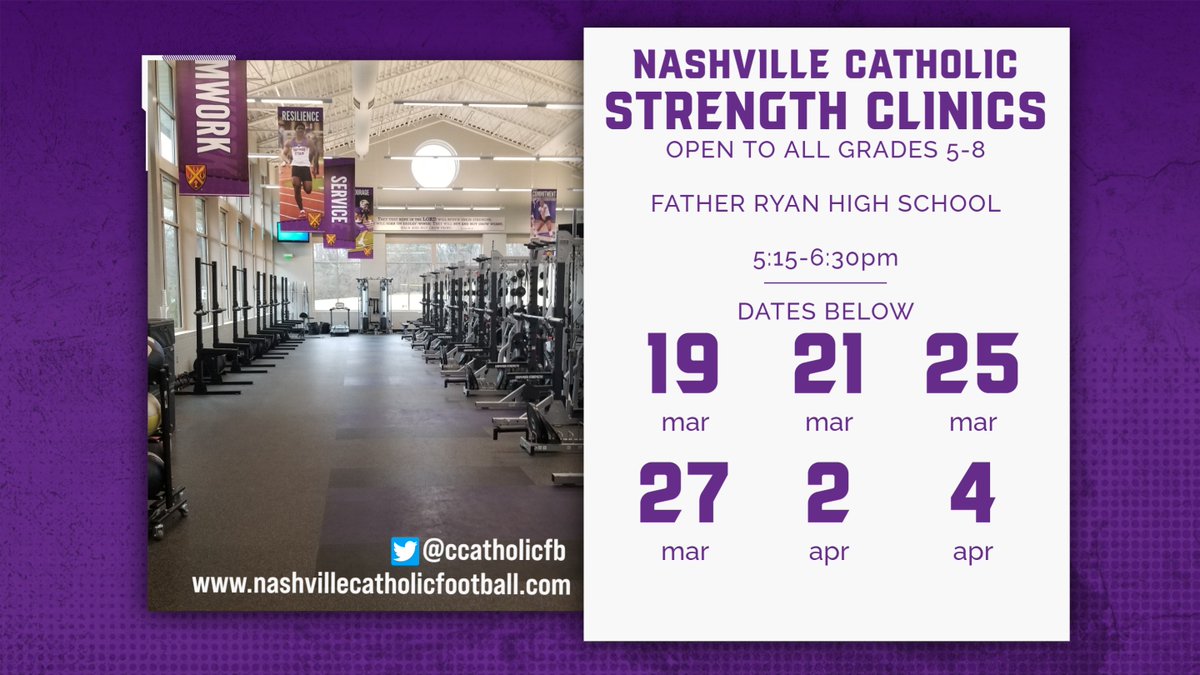 Spring Strength Clinics are around the corner! Come break a sweat and learn proper lifting and movement techniques from our Strength Coaches! No need to register, just show up! See you all in 2 weeks. @fatherryan @ccatholicfb @BrianRecto38425