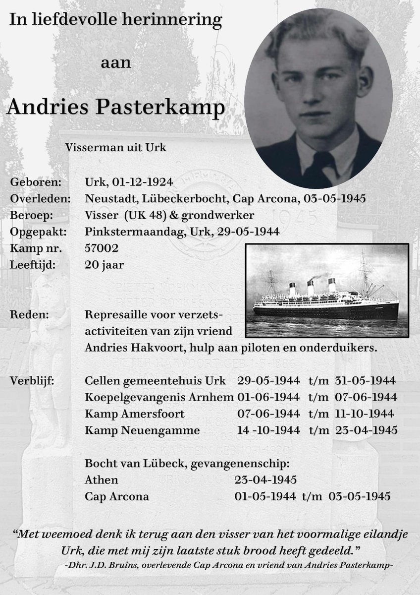 Op 2 mei 2024 worden voor het eerst twee posters van slachtoffers uit Urk gepresenteerd worden in “Ort der Verbundenheit” in <a href="/GedenkstaetteNG/">Neuengamme</a> museum concentratiekamp Neuengamme. Op poster Pieter Hakvoort zie je hem op foto van zijn werf onderin naar fotograaf kijken. Bijzonder!