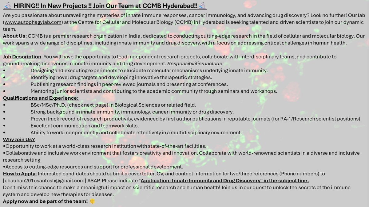 Chauhanlab_ILS's tweet image. Our lab is hiring for different positions in new projects All the information is attached.  looking for some hard-working quality scientists. PLEASE SHARE!! Thanks to Chat GPT 3.5 for helping in the creation of quick advertisement :) !! @ccmb_csir @ICMRDELHI @CSIR_IND