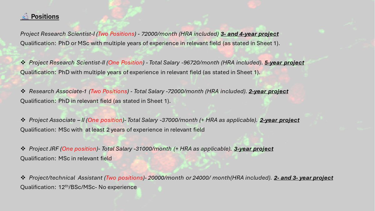 Our lab is hiring for different positions in new projects All the information is attached.  looking for some hard-working quality scientists. PLEASE SHARE!! Thanks to Chat GPT 3.5 for helping in the creation of quick advertisement :) !! <a href="/ccmb_csir/">CCMB</a> <a href="/ICMRDELHI/">ICMR</a> <a href="/CSIR_IND/">CSIR, India</a>