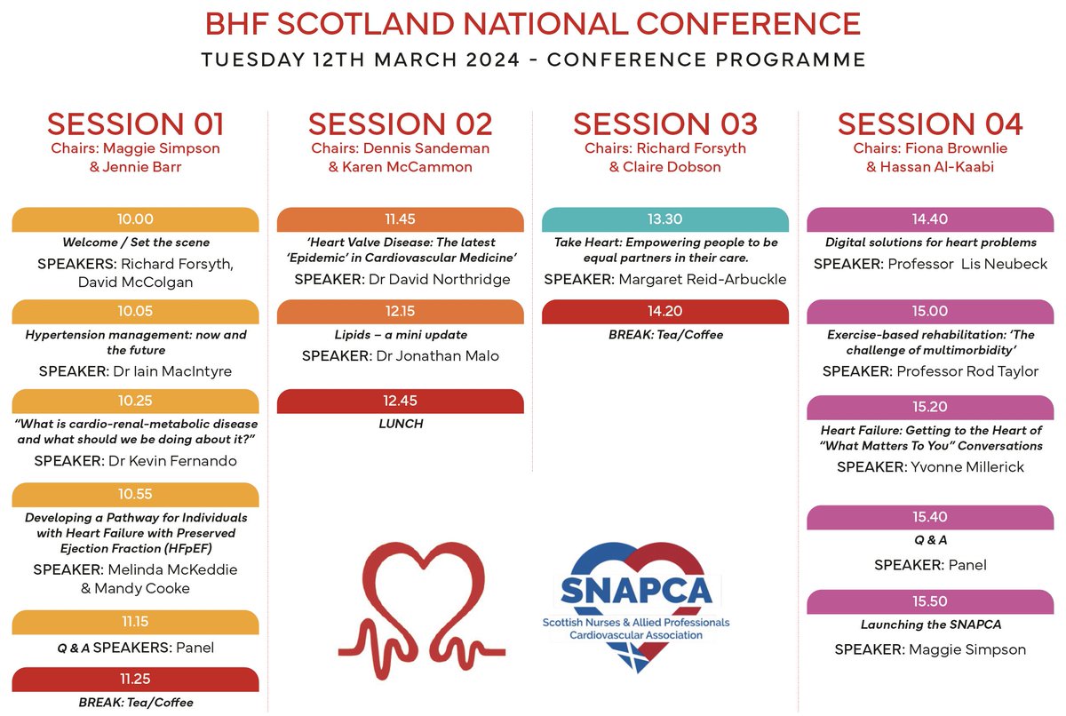 Looking forward to @BHFScotland nurse & allied professional conference 12 March @eicc Great programme covering CVD & the launch of @ScottishNAPCA @RiForsyth @KareliMcC @drkevinfernando @lisneubeck @YvonneMillerick @misterspaceman7 @fionabrownlie9 @RealDavidMc