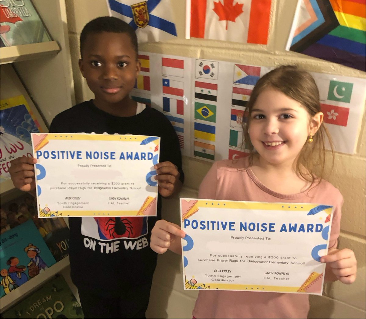 EALssrce's tweet image. CONGRATULATIONS to Jamal and Fatima for receiving $200 from Positive Noise for the purchase of cultural materials for all BES students celebrating Ramadan.