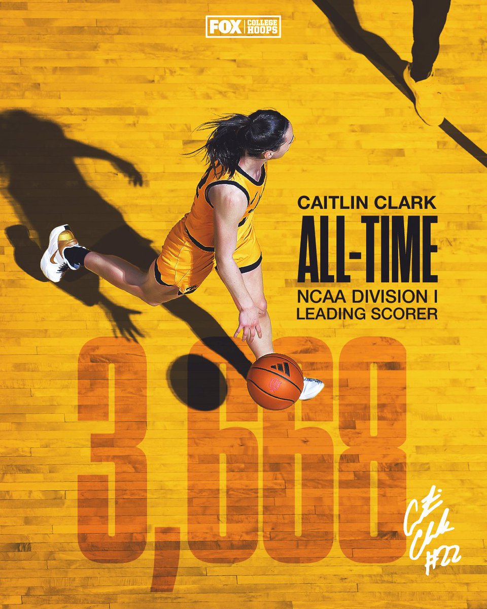 SHE HAS DONE IT 🙌 CAITLIN CLARK IS THE ALL-TIME LEADING SCORER IN NCAA DIVISION I HISTORY!!! @CaitlinClark22 x @IowaWBB