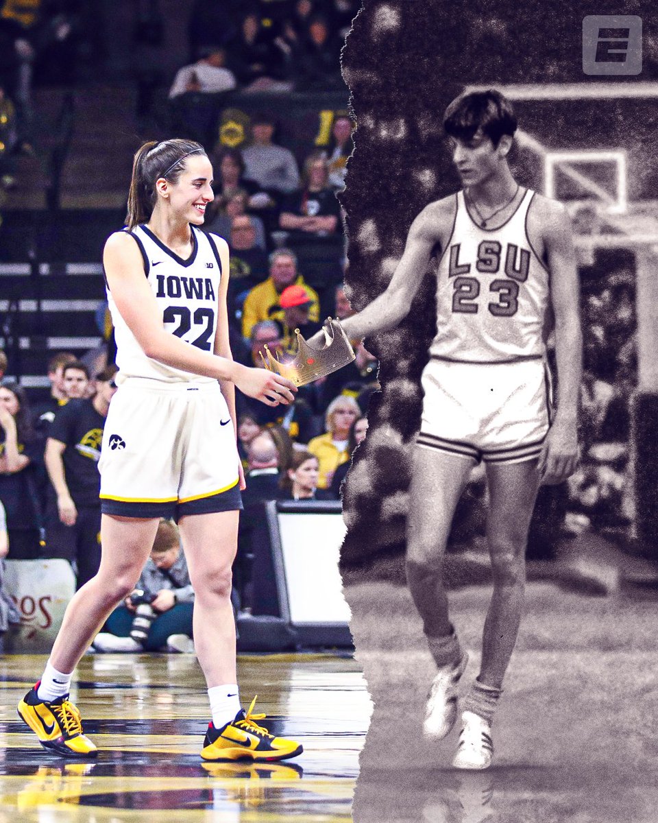 A NEW ERA 🤩 Caitlin Clark surpasses Pete Maravich for most career points in Division I history 🙌