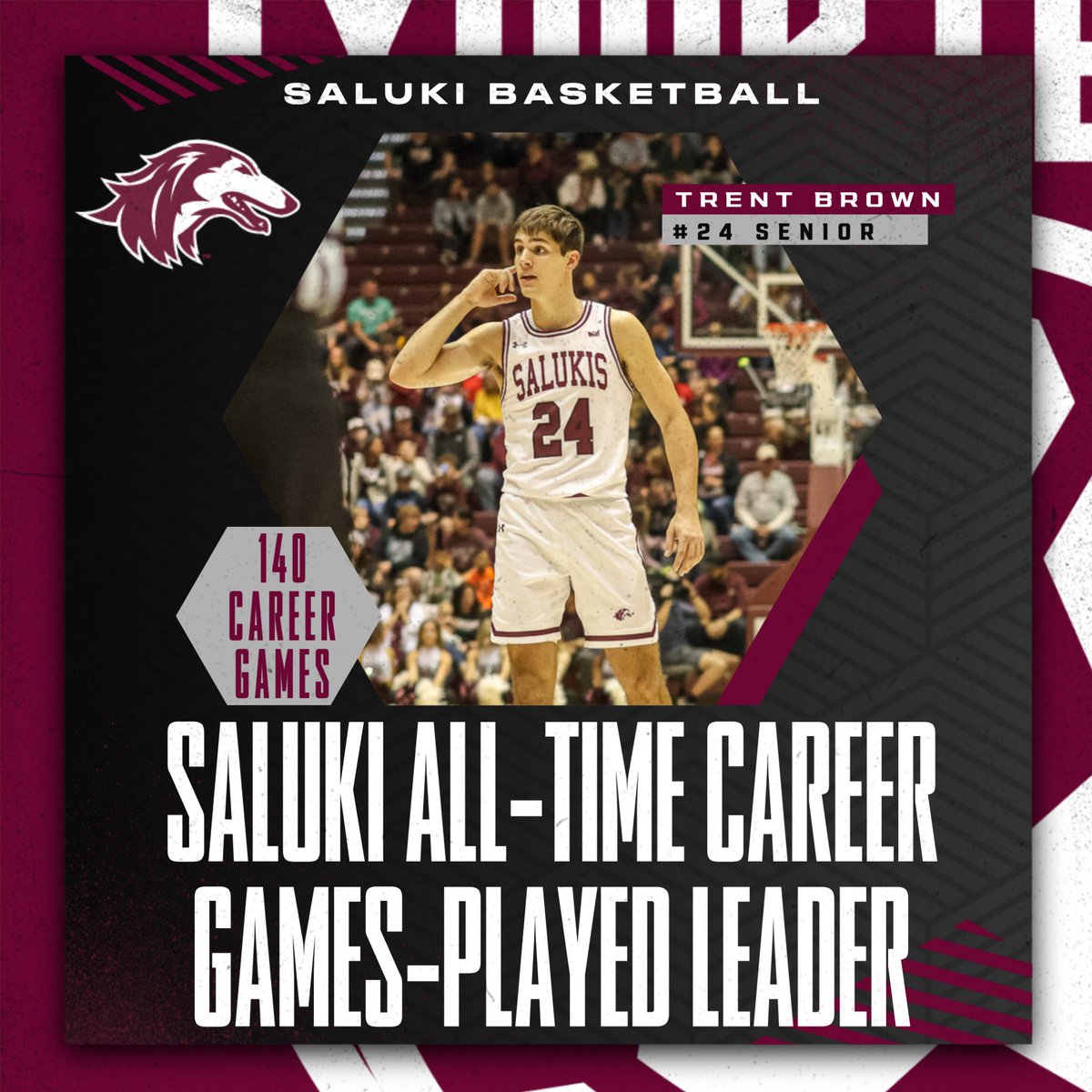 Congratulations to Trent Brown for becoming Saluki Basketball's All-Time Leader in Career Games Played at SIU!