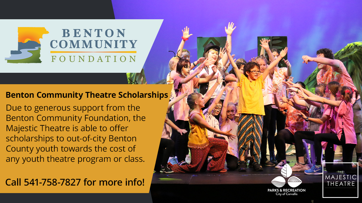 We have a few sources of scholarship support available for our youth theatre classes, most of which open for registration on Saturday, March 16th! More info here: i.mtr.cool/fzjypsswjl
#majesticcorvallis #communitytheatre #youththeatre #scholarships #corvallisparksandrec