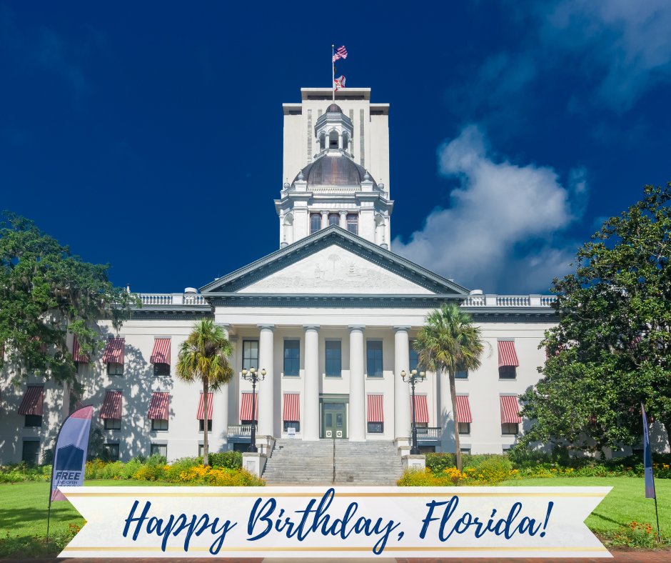 On March 3, 1845, Florida became the 27th state of the United States. Happy Birthday to the free state of Florida!