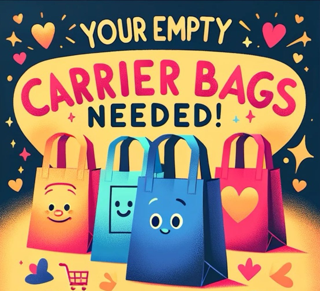 We need your old empty carrier bags at Chester’s ShareShop 🙏- Please Share.