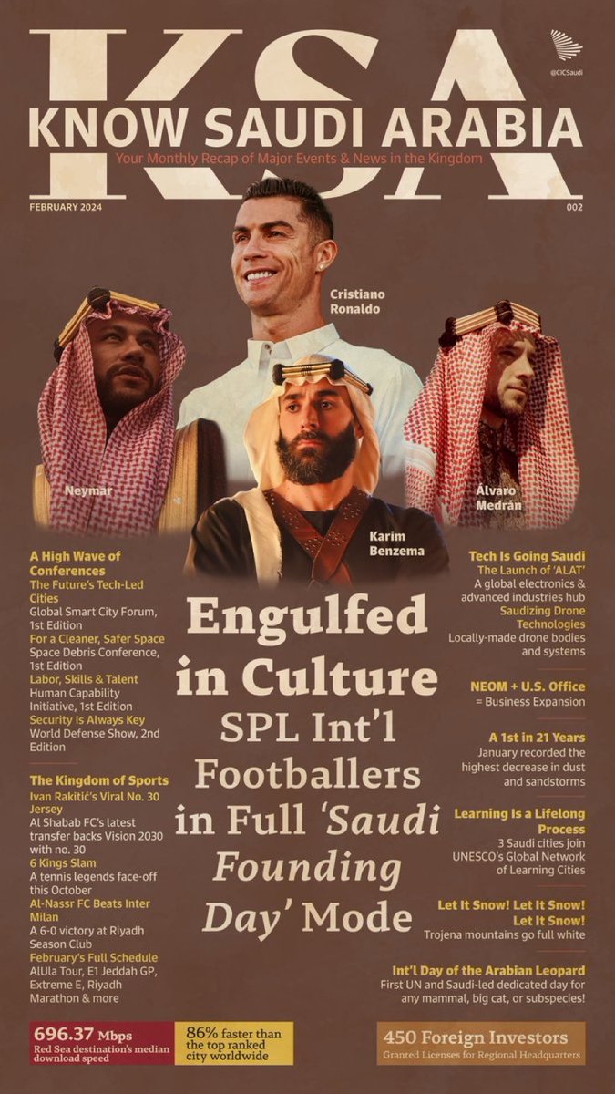 Technology is the sub-theme in February’s cover. #KnowSaudiArabia, in its 2nd issue, is festive and future-ready with its headlines.