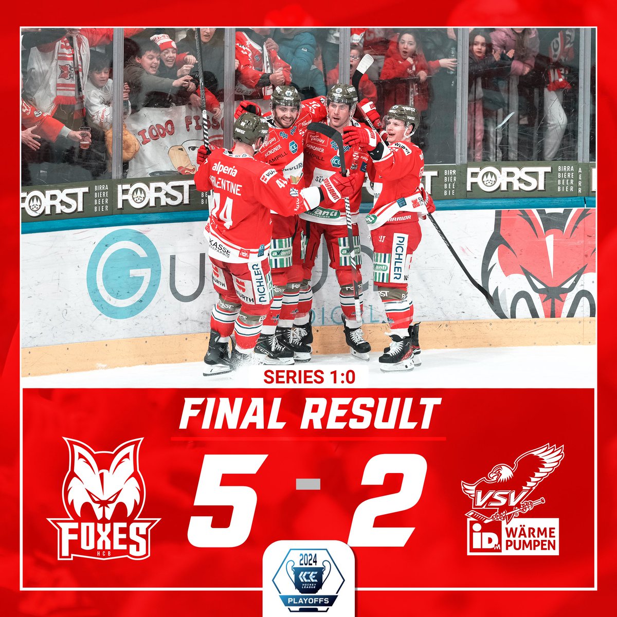 𝗖𝗜 𝗣𝗥𝗘𝗡𝗗𝗜𝗔𝗠𝗢 𝗚𝗔𝗥𝗔 𝟭 🔥🤍❤️ HCB Südtirol Alperia 5 - 2 EC VSV (Mantenuto, Frank, Frank, Miglioranzi, McClure EN / Desjardins PP1, MacPherson) #gofoxes #cuorebiancorosso #noisiamobolzano #mirseinbozen