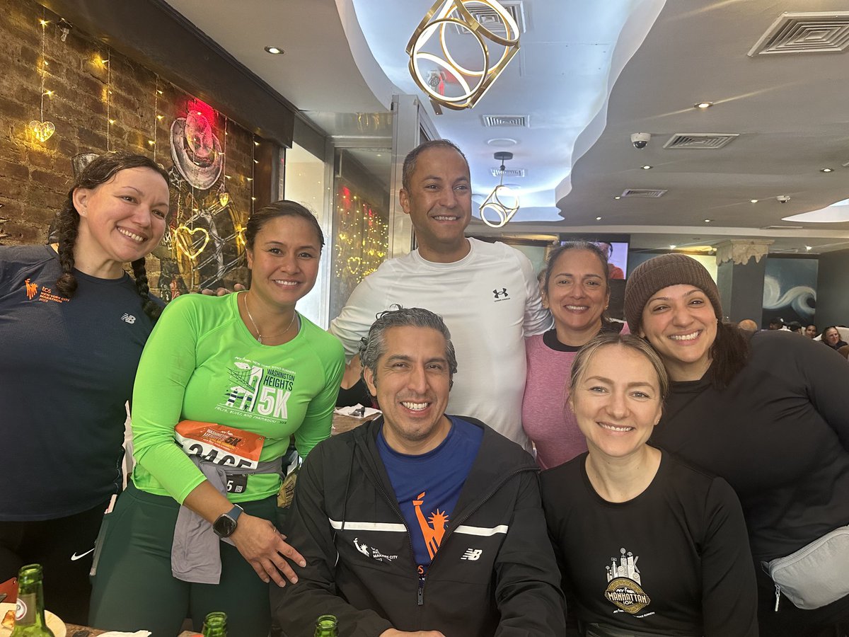 After running the ⁦@nyrr⁩ Shamrock 5K in the heights - the ⁦@FollowCSA⁩ running team celebrated as 1. Thank you ⁦president ⁦@hrubio⁩ for encouraging your members to keep an active & healthy lifestyle. Thank you volunteers & spectators for your support. TY ☀️