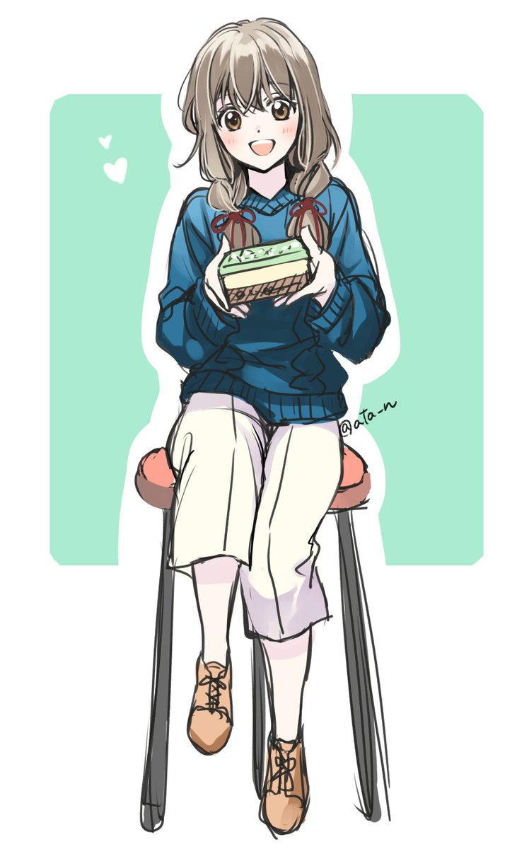 shinshuu maru (kancolle) 1girl solo blue sweater sweater twin braids braid sitting  illustration images