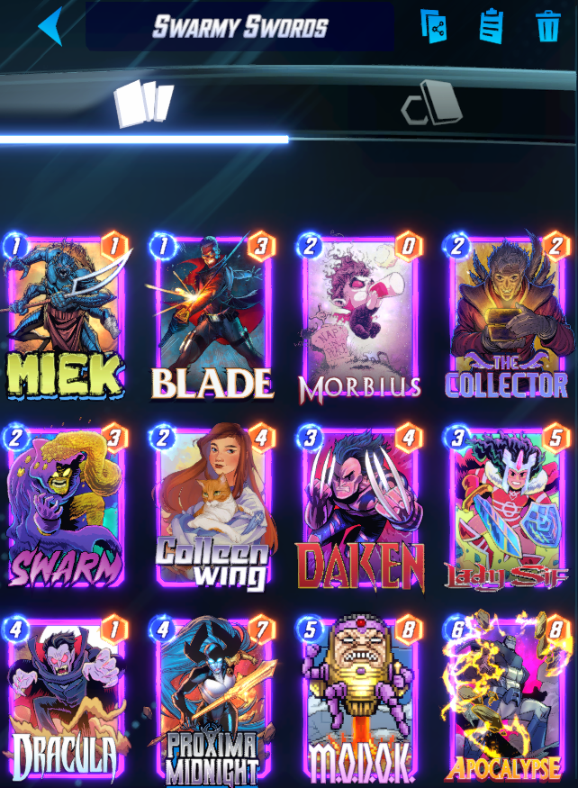 KMBestMS's tweet photo. It's Sunday, you know what that means!

KMBest @MARVELSNAP Top Decks day!

The metagame is WIDE OPEN - roles have not been defined, so this is the best time you'll ever have to play your pet deck!

Discard, Destroy, Loki and BK Anni are great places to start! https://t.co/3KZWr7ZbiA