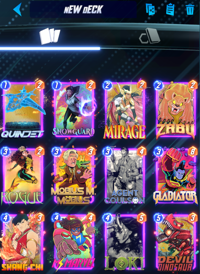 KMBestMS's tweet photo. It's Sunday, you know what that means!

KMBest @MARVELSNAP Top Decks day!

The metagame is WIDE OPEN - roles have not been defined, so this is the best time you'll ever have to play your pet deck!

Discard, Destroy, Loki and BK Anni are great places to start! https://t.co/3KZWr7ZbiA