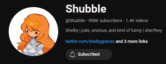 SHELBY IS 2,000 SUBSCRIBERS AWAY FROM 1 MILLION ON YOUTUBE, GOOOO SUBSCRIBE!! this is an enormous milestone for them, and she absolutely deserves it. go watch her new hardcore series as well, it's a phenomenal video :D 💗youtube.com/channel/UCg-Hv…