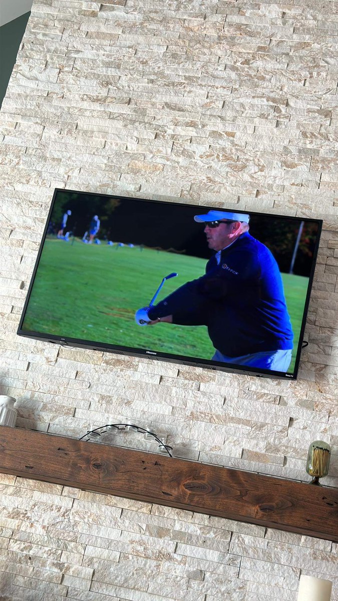bhughesgolf's tweet photo. When my friend @tomph93 is staying at my house and he turns the tv on and there I am on the Golf Channel… you’d think it was fixed 😎 #430path https://t.co/a8C6sSV2QV