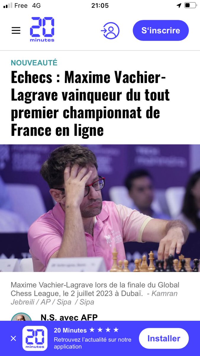 Le titre lui donne mauvaise mine 😅😅🤣 <a href="/Vachier_Lagrave/">MVL</a> <a href="/Blitz_Stream/">Kevin Bordi</a>