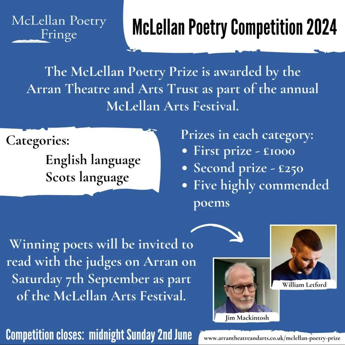 Entry details here ~> arrantheatreandarts.co.uk/mclellan-poetr…